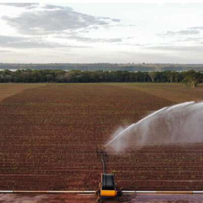 irrigação em lavoura de cana-de-açúcar. Foto: Leandro dos Santos Morais